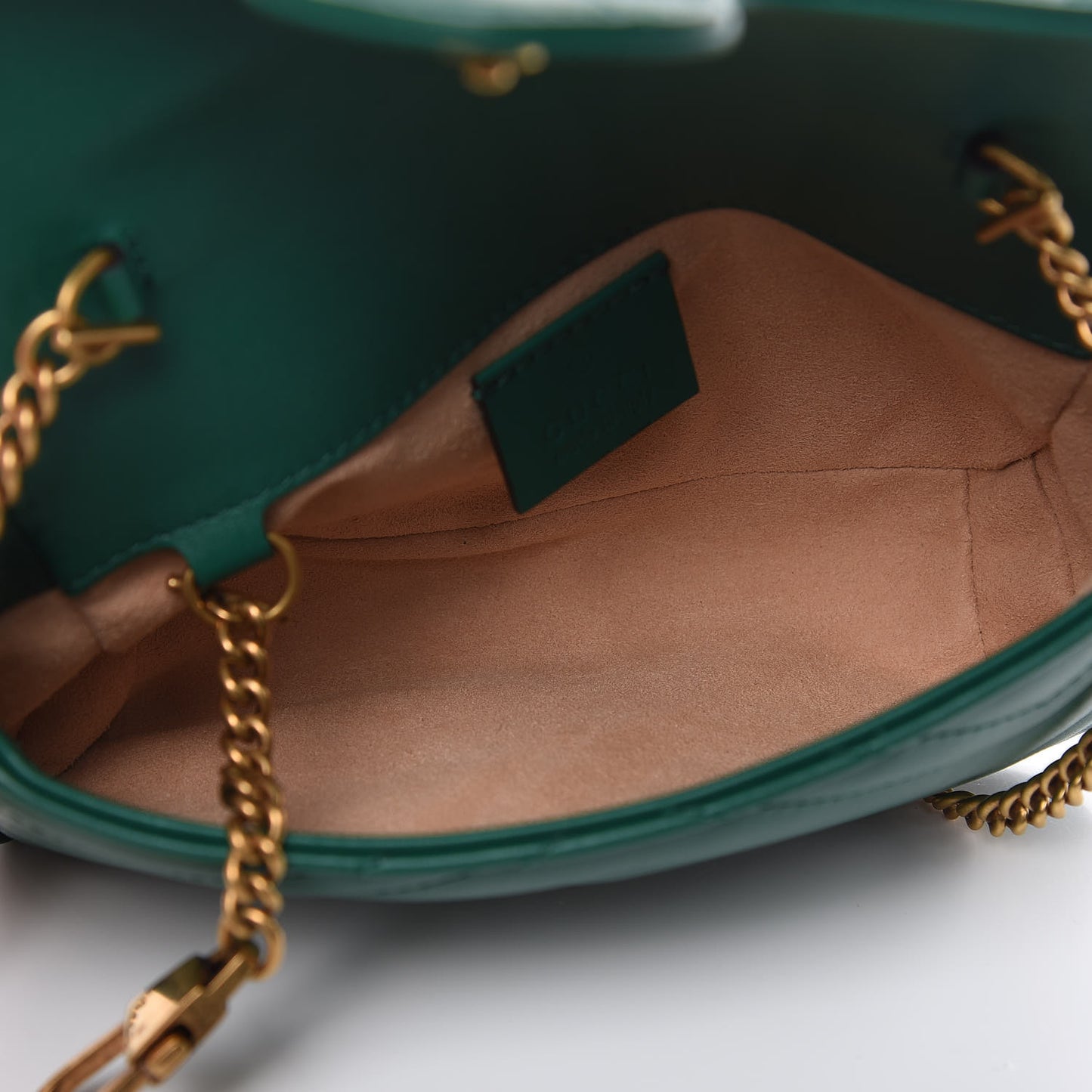 Calfskin Matelasse Super Mini GG Marmont Shoulder Bag Emerald Green