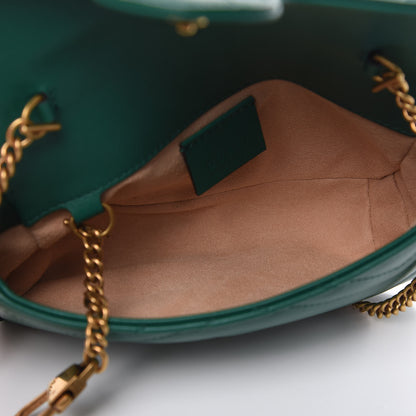 Gucci Calfskin Matelasse Super Mini GG Marmont Shoulder Bag Emerald Green 5 of 10
