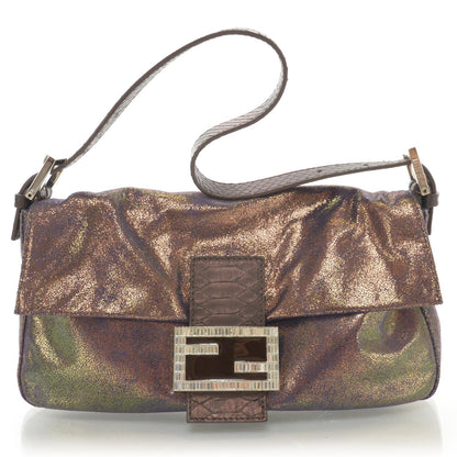 Fendi Python Trim Baguette Bronze 1 of 8