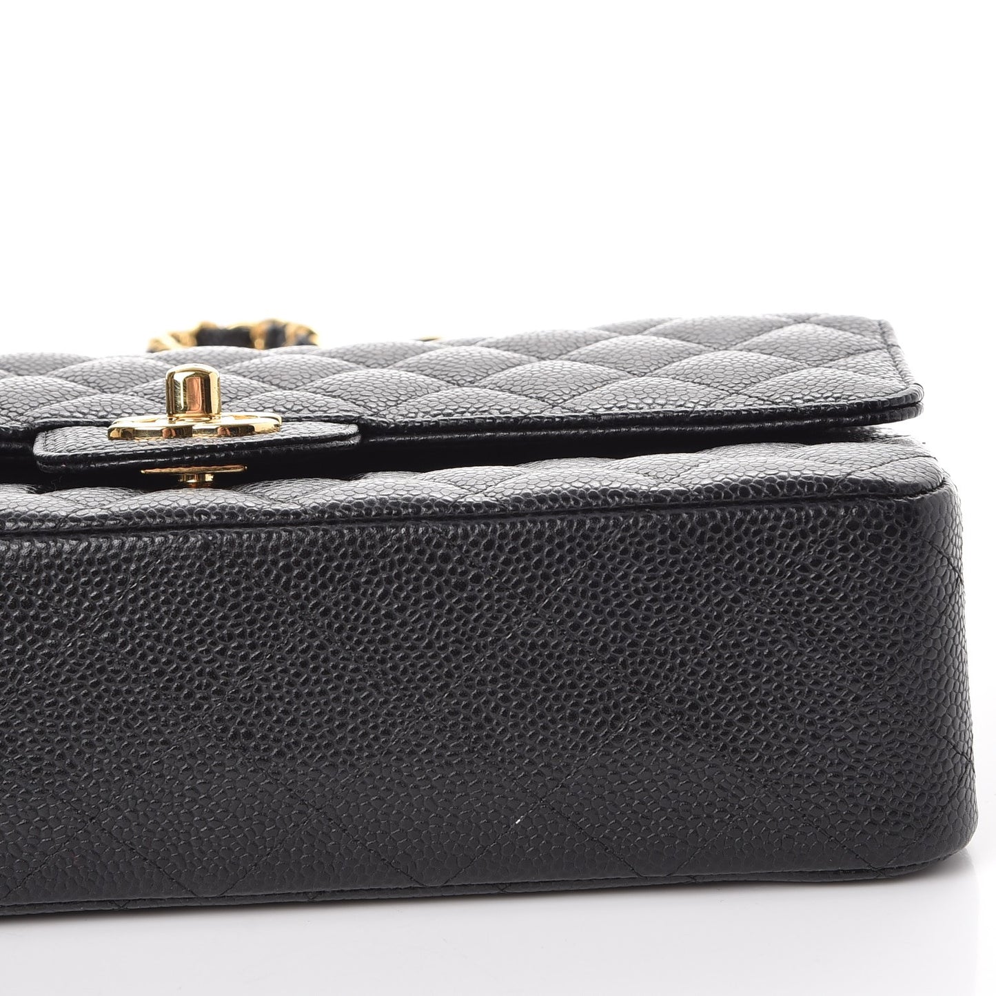 Caviar Quilted Medium Double Flap Black