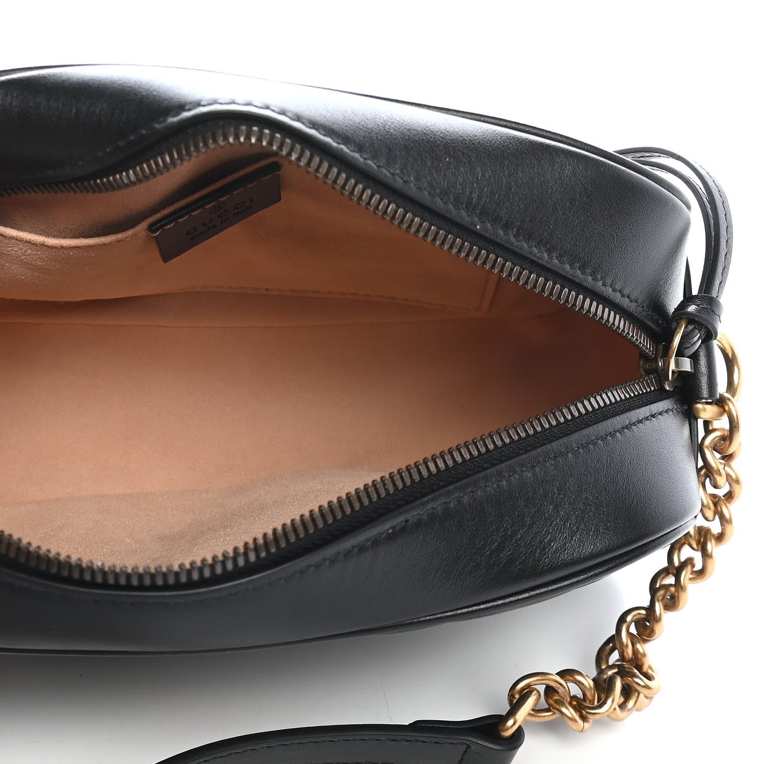 Gucci Calfskin Matelasse Small GG Marmont Chain Shoulder Bag Black 5 of 9