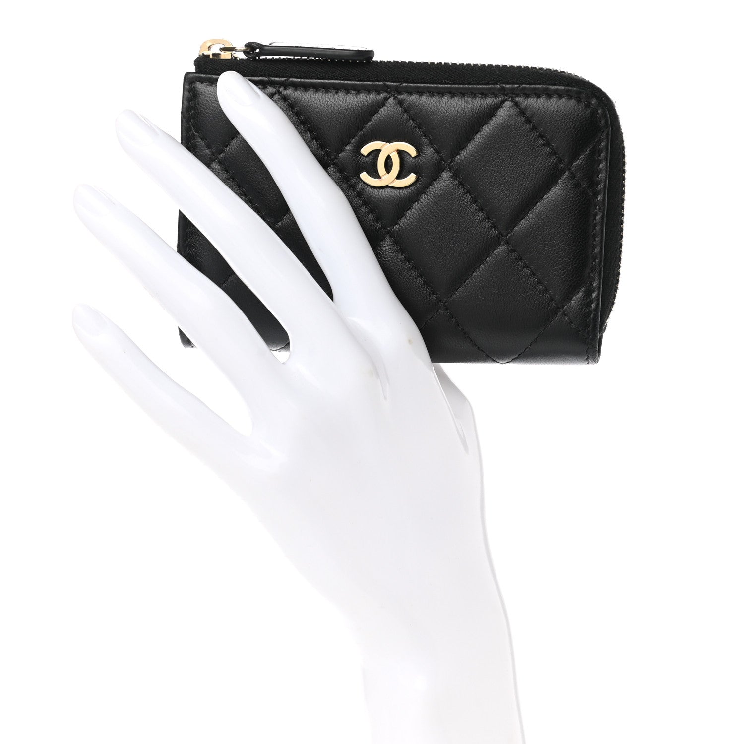 Chanel Lambskin Quilted Key Holder Case Black 2 of 8