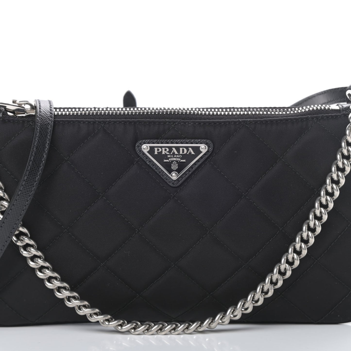Nylon Tessuto Impuntu Quilted Crossbody Bag Black