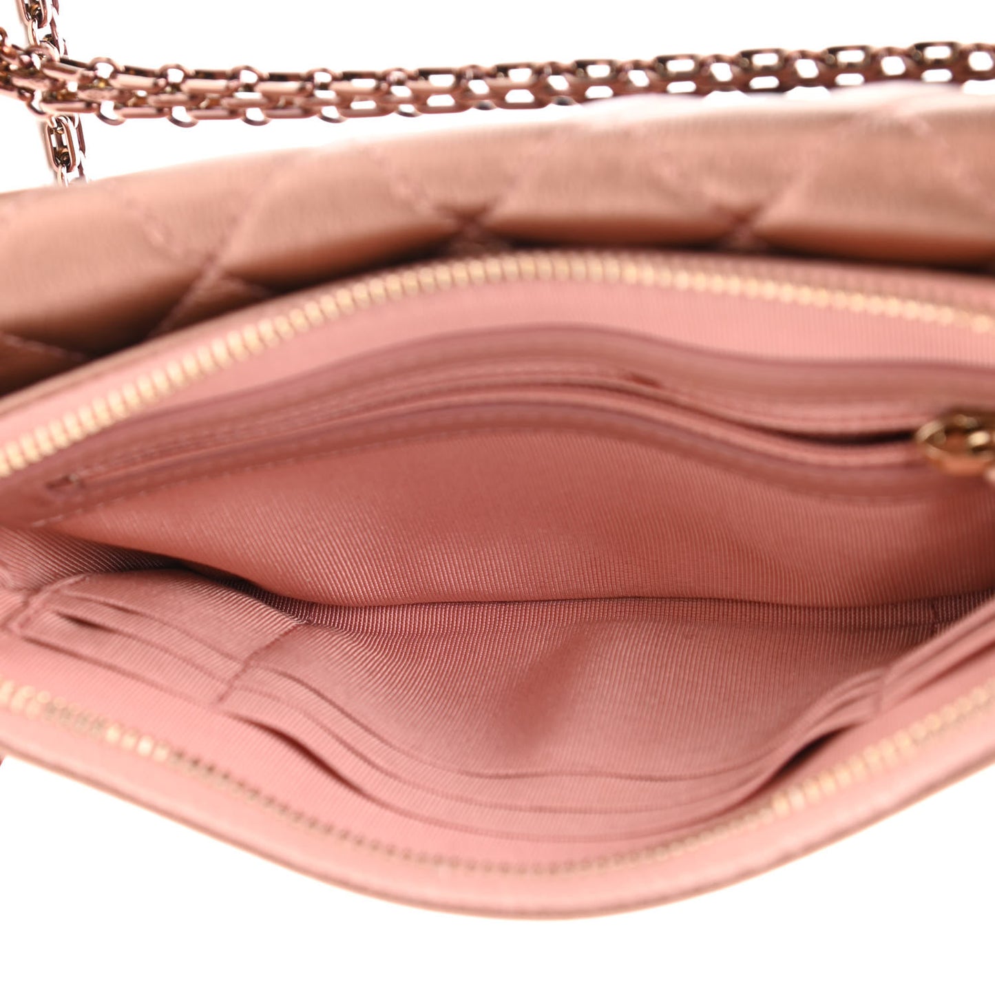 Metallic Grained Calfskin Quilted 2.55 Reissue Phone Holder With Chain Copper