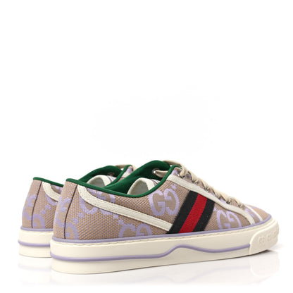 Gucci Monogram Jumbo GG Web Womens 1977 Tennis Sneakers 39 Beige Lapis Mystic White 4 of 8