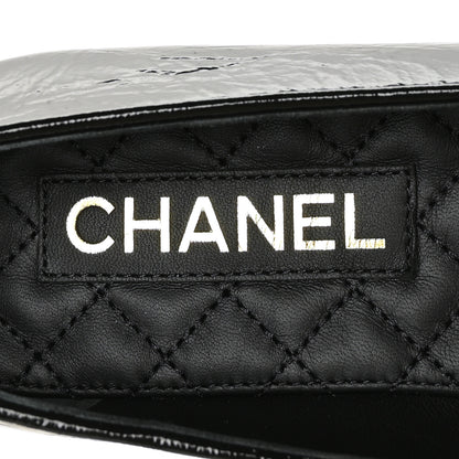 Chanel Lambskin Patent Calfskin Cap Toe Ankle Chain Ballerina Flats 38 Black 7 of 8