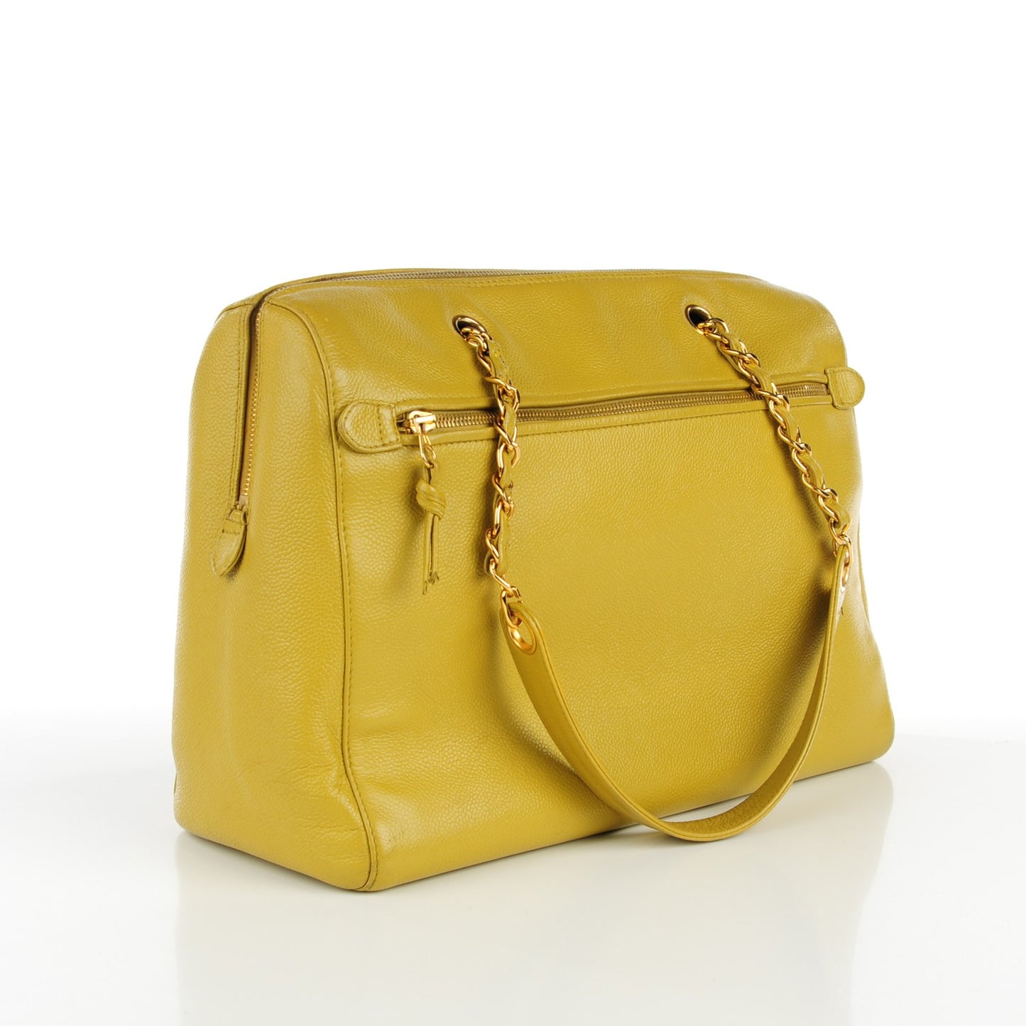 Caviar Large CC Shoulder Bag Chartreuse