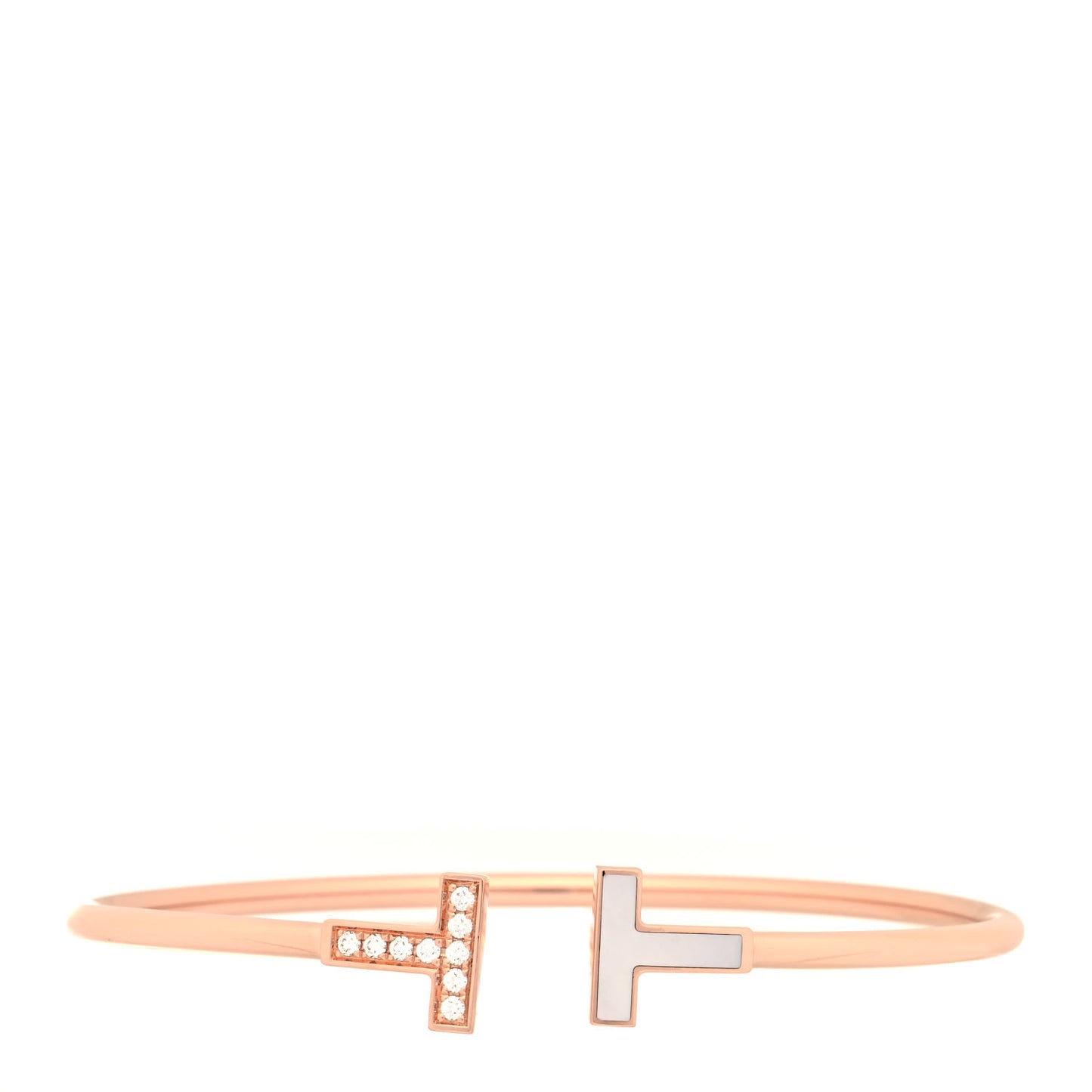 18K Rose Gold Diamond Mother of Pearl T Wire Bracelet