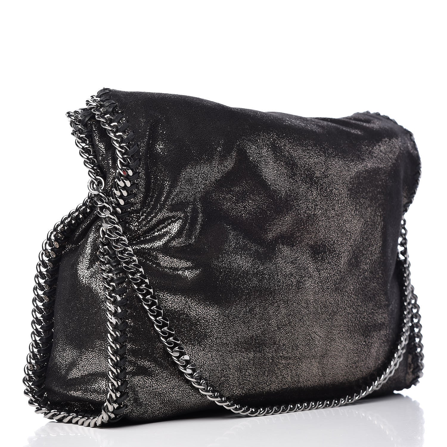 Stella McCartney Chamois Shiny Dotted Falabella Fold Over Tote Ruthenium 3 of 9