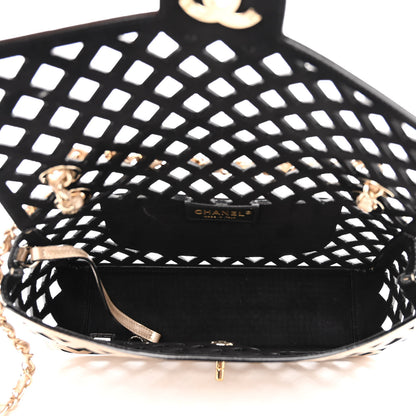 Chanel Metallic Lambskin Sea Through Flap Gold Black 7 of 12