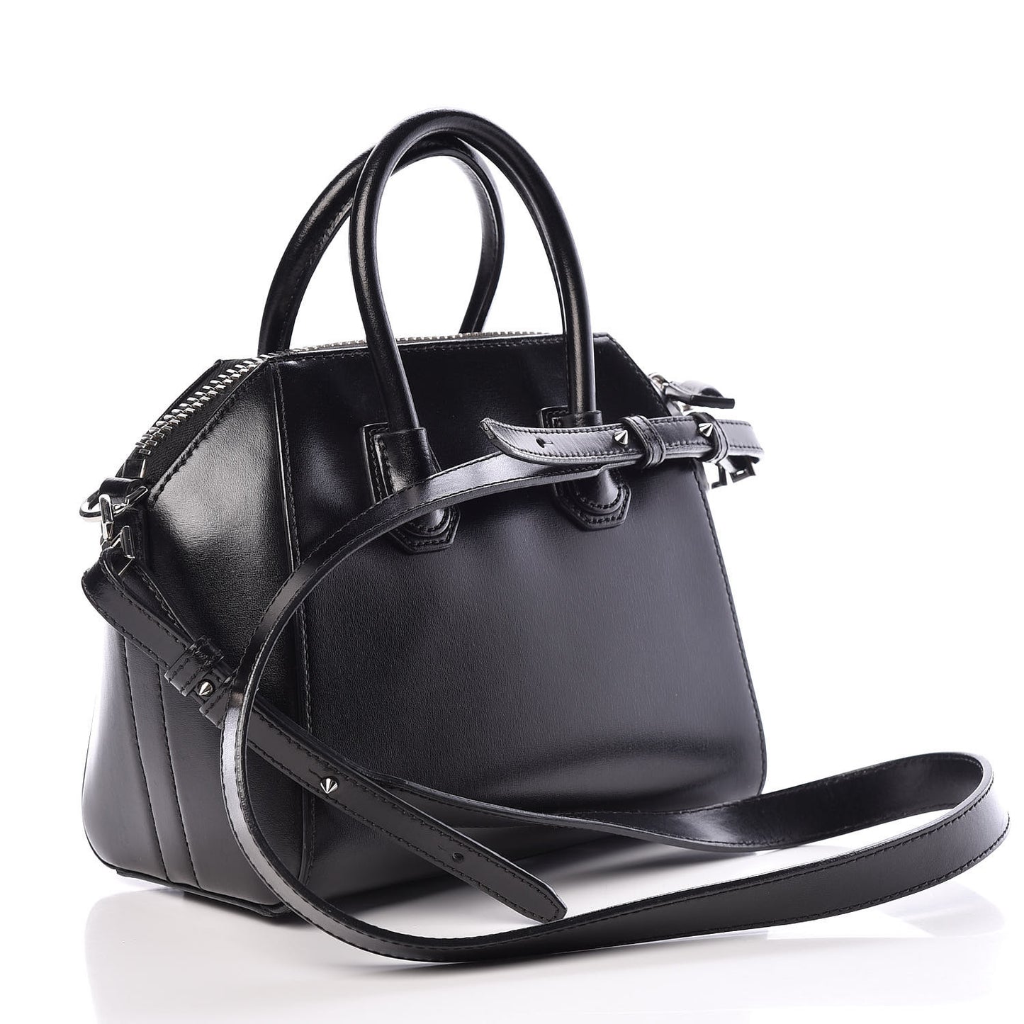Shiny Lord Calfskin Mini Antigona Black