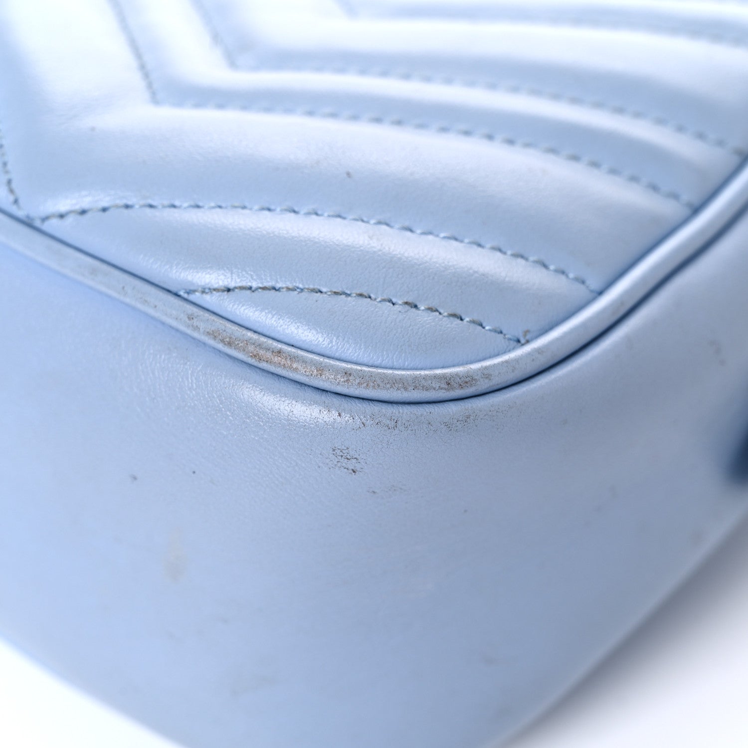 Gucci Calfskin Matelasse Small GG Marmont Chain Shoulder Bag Porcelain Light Blue 10 of 24