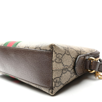 Gucci GG Supreme Monogram Textured Dollar Calfskin Web Small Ophidia Dome Shoulder Bag Beige Ebony New Acero 10 of 11