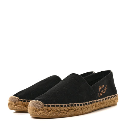 Saint Laurent Canvas Nappa Elba Light Logo Embroidered Espadrilles 37 Black 3 of 9