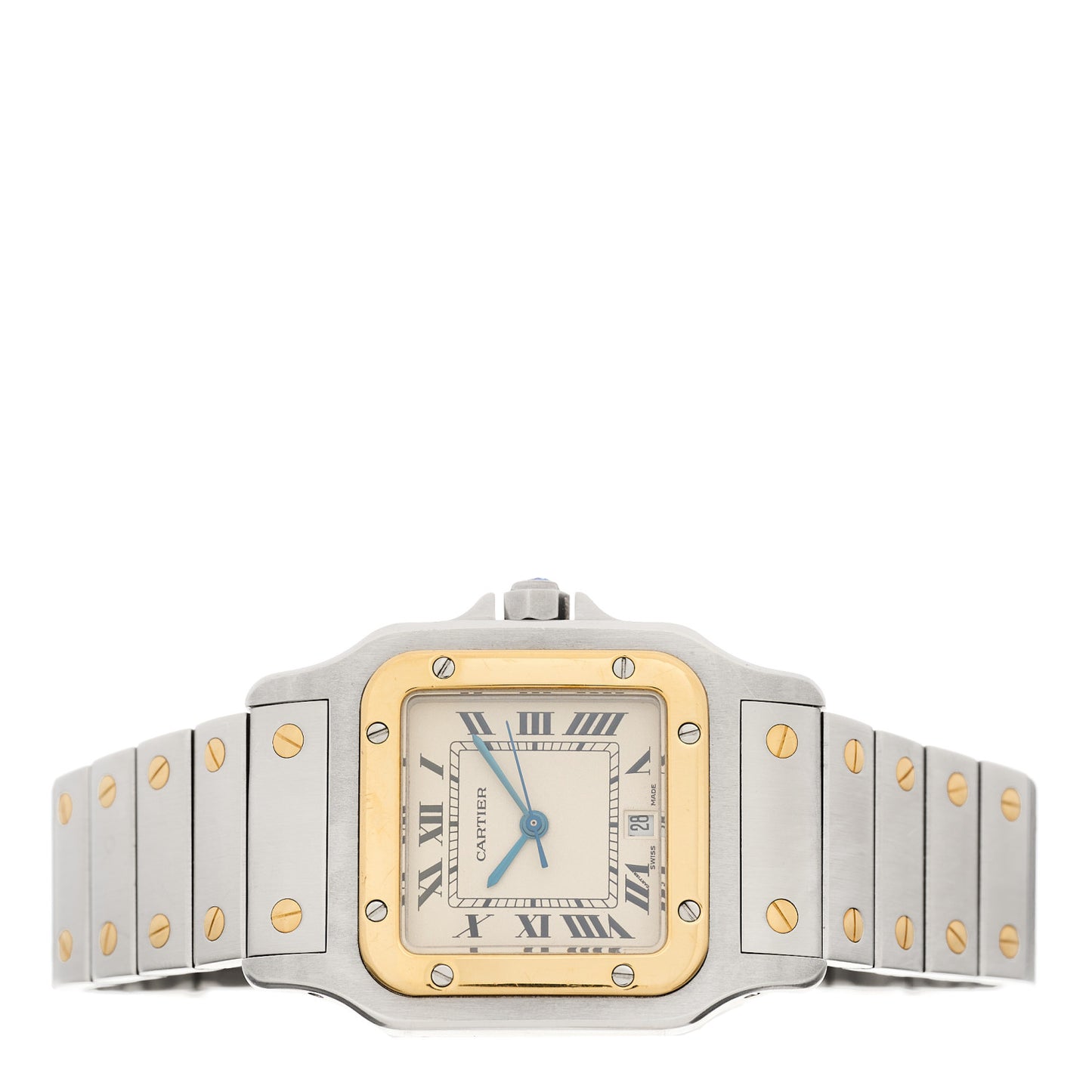 Stainless Steel 18K Yellow Gold 29mm Santos De Cartier Galbee Quartz Watch