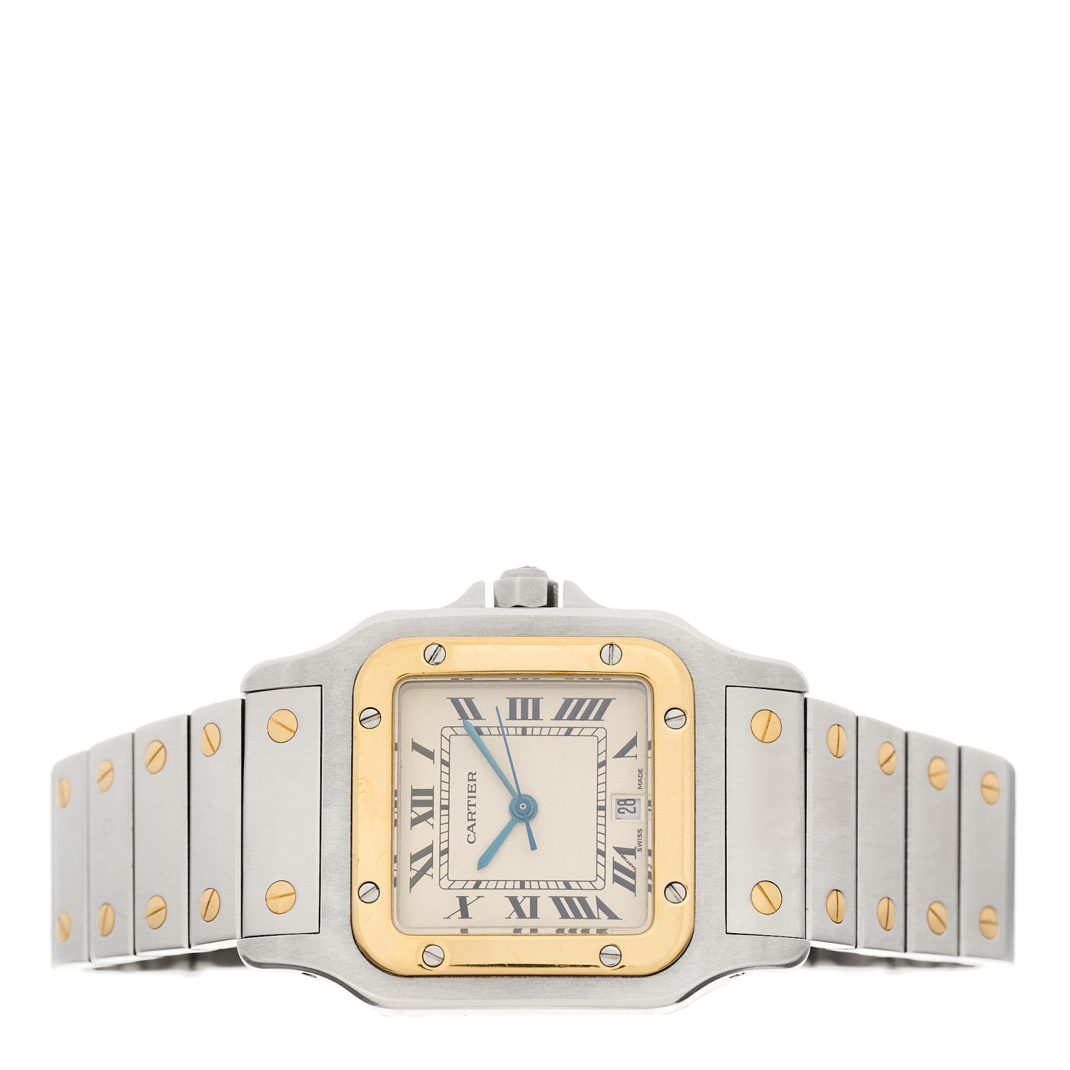 Cartier Stainless Steel 18K Yellow Gold 29mm Santos De Cartier Galbee Quartz Watch 2 of 4