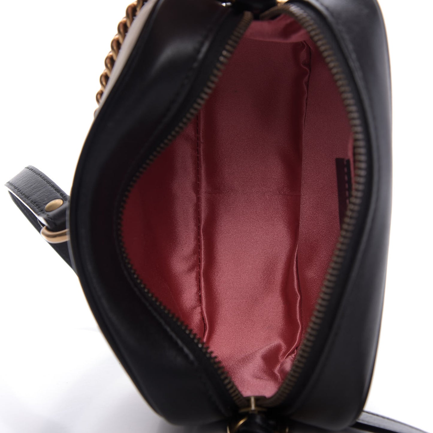 Calfskin Matelasse Mini GG Marmont Chain Shoulder Bag Black White