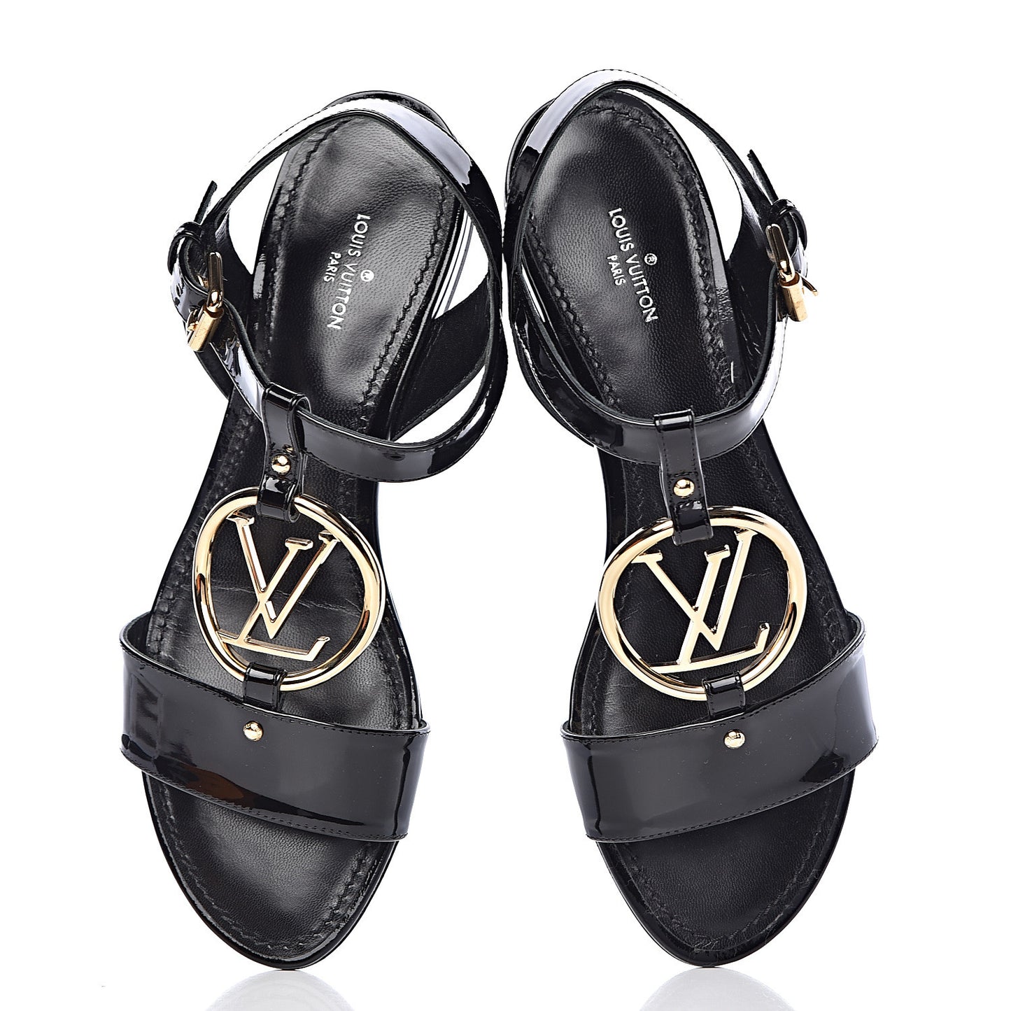 Patent Carioca Flat Sandals 37 Black