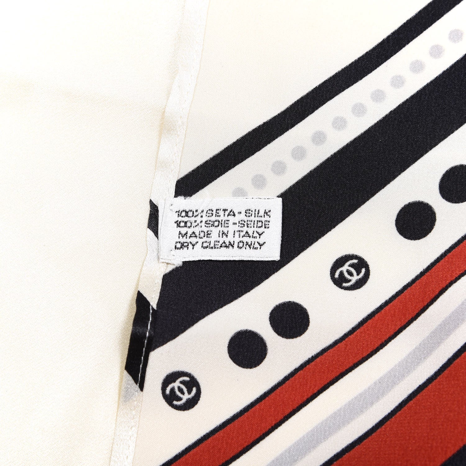 Chanel Silk Striped Scarf White Multicolor 3 of 7