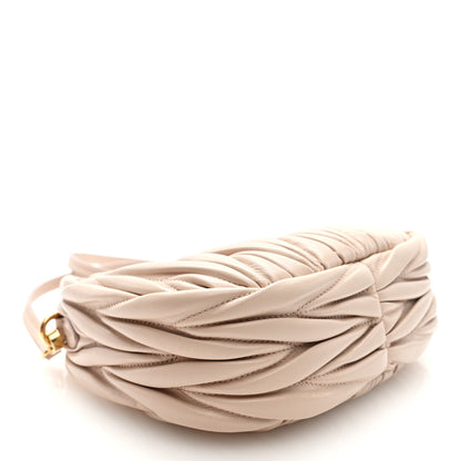 Miu Miu Velluto Froisse Matelasse Mini Wander Hobo Granito Cipria 4 of 9