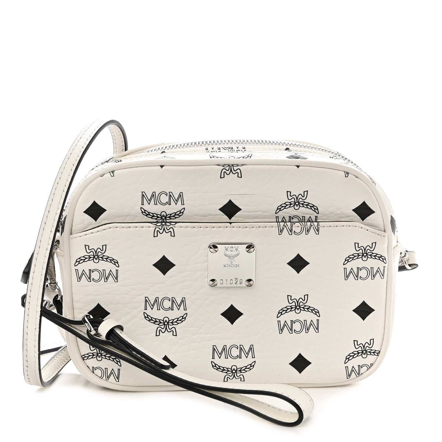 MCM Visetos Camera Crossbody Bag White 2 of 10