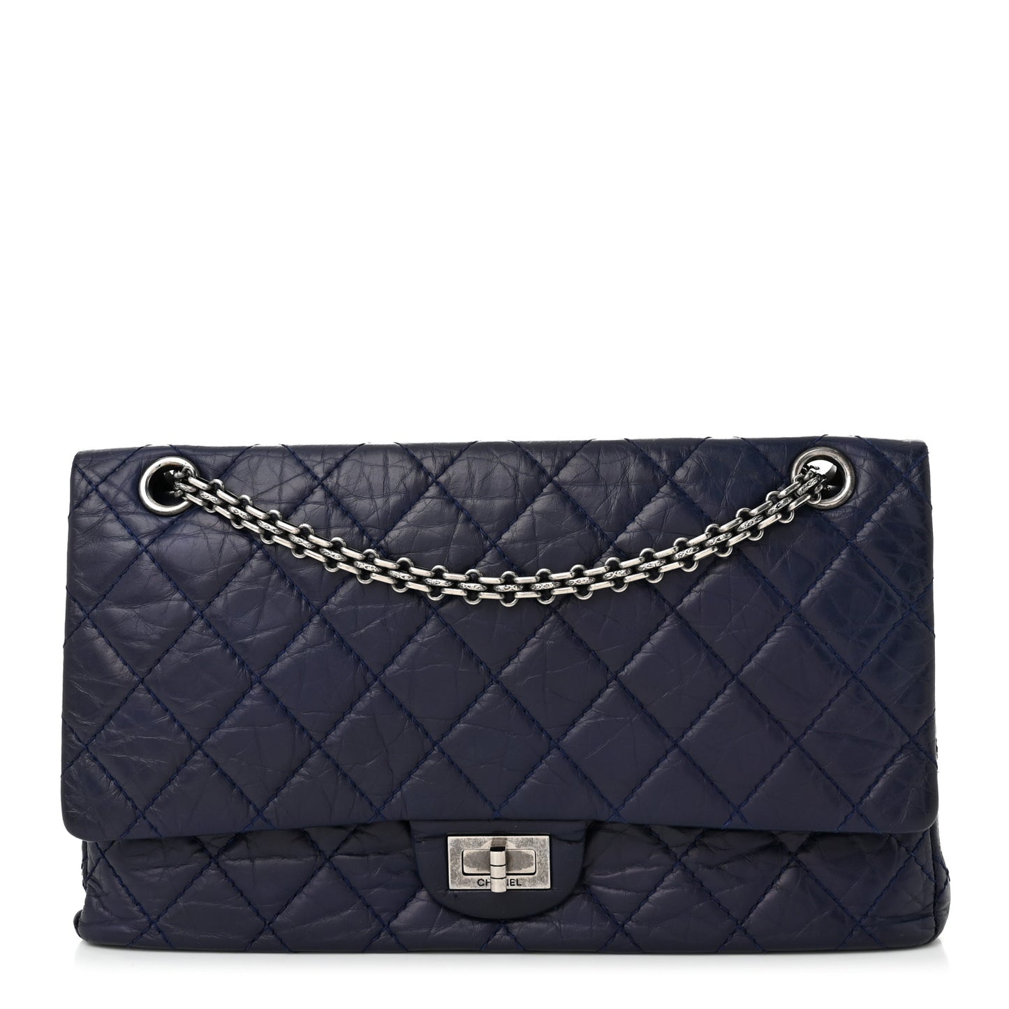 Aged Calfskin Quilted 2.55 Reissue 226 Flap Dark Blue