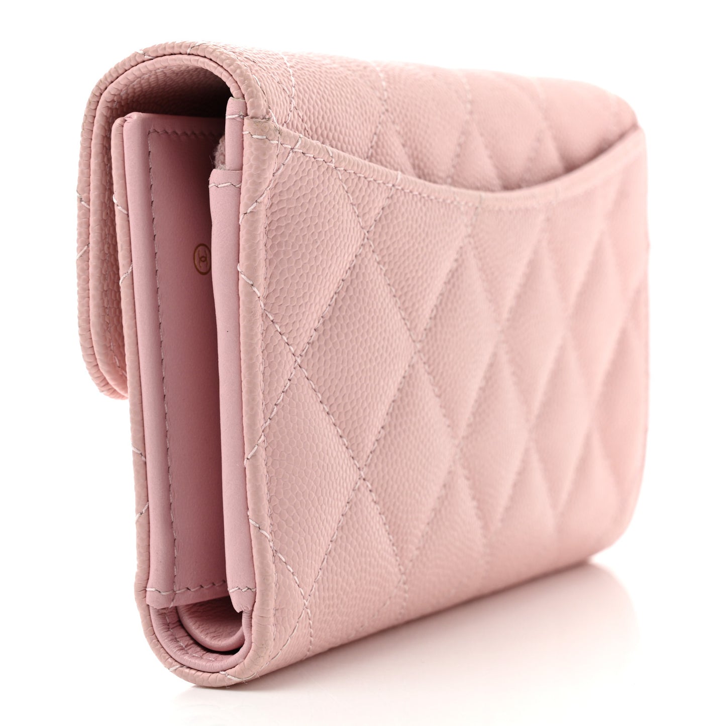 Caviar Quilted Medium Flap Wallet Light Pink