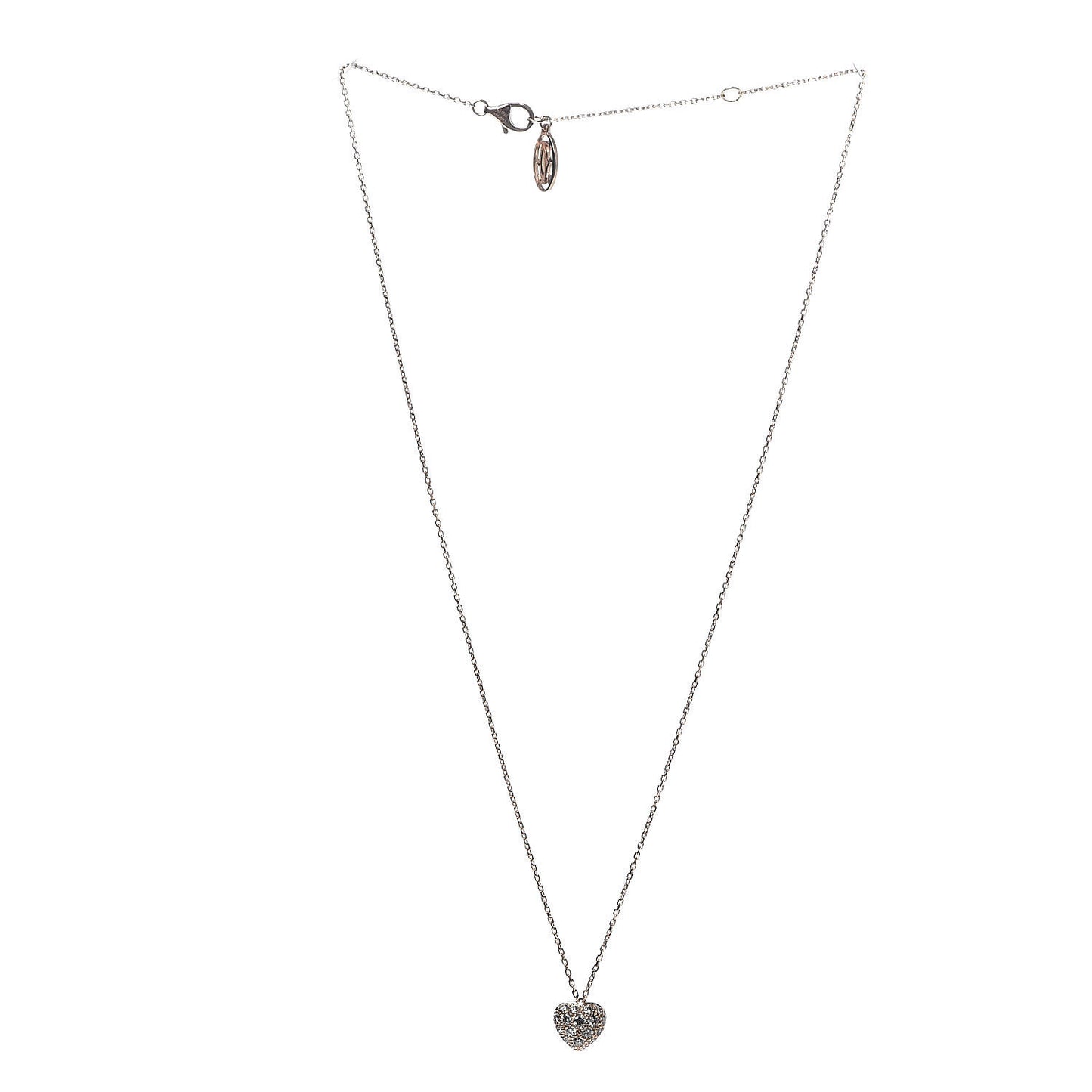 18K Pink Gold Diamond Heart Paved Pendant Necklace