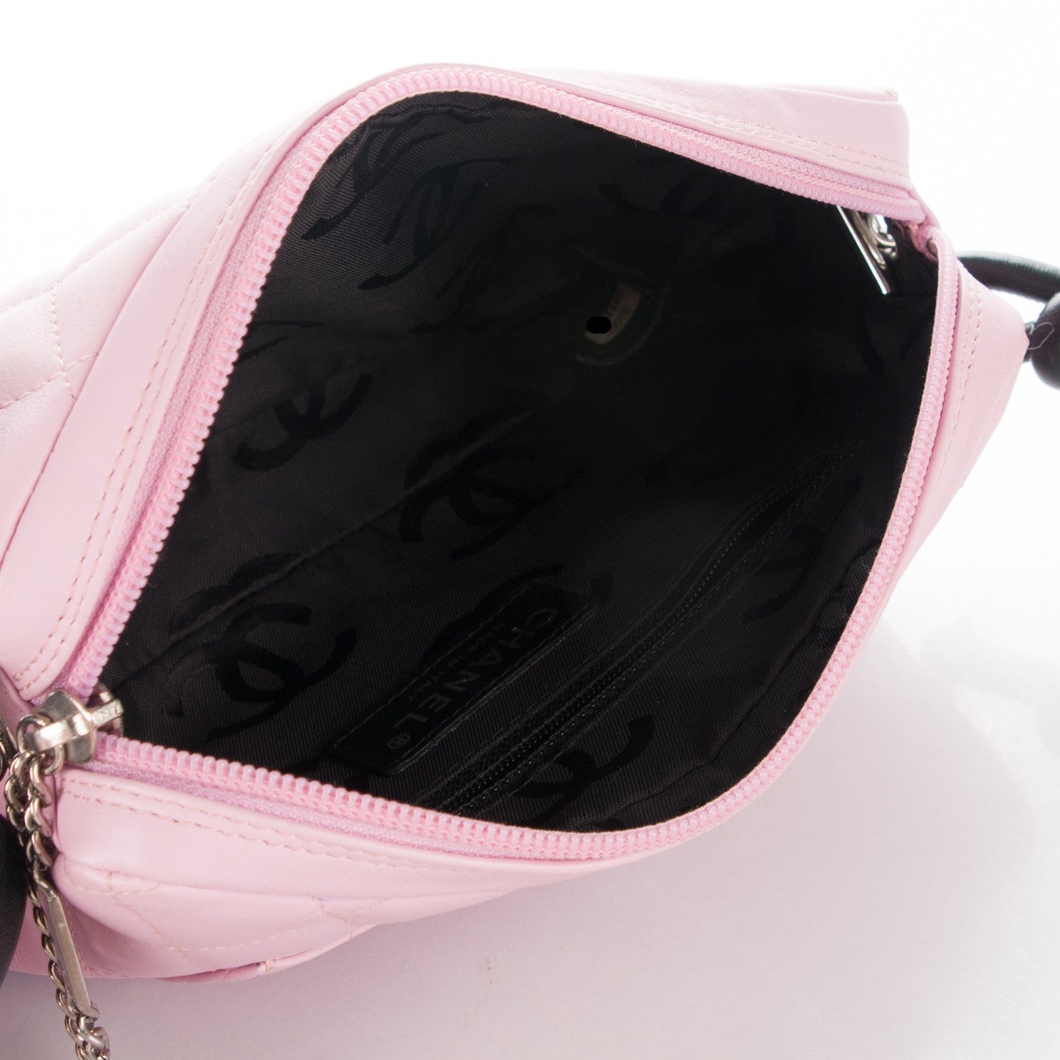 Chanel Calfskin Quilted Cambon Pochette Pink Black 5 of 9