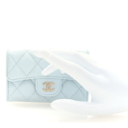 Chanel Caviar Quilted Flap Card Holder Wallet Light Blue 2 of 8