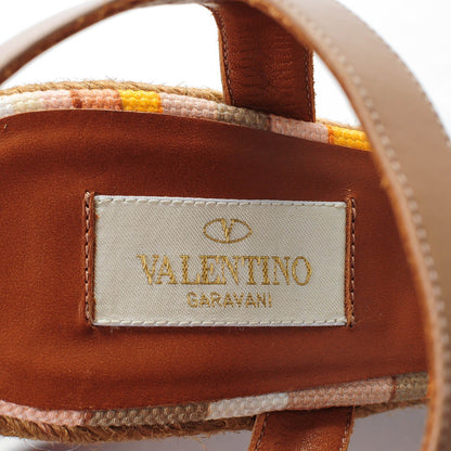 Valentino Garavani Canvas Calfskin Native Couture 1975 Espadrille Wedge Sandals 39 Alpaca Multicolor 7 of 8