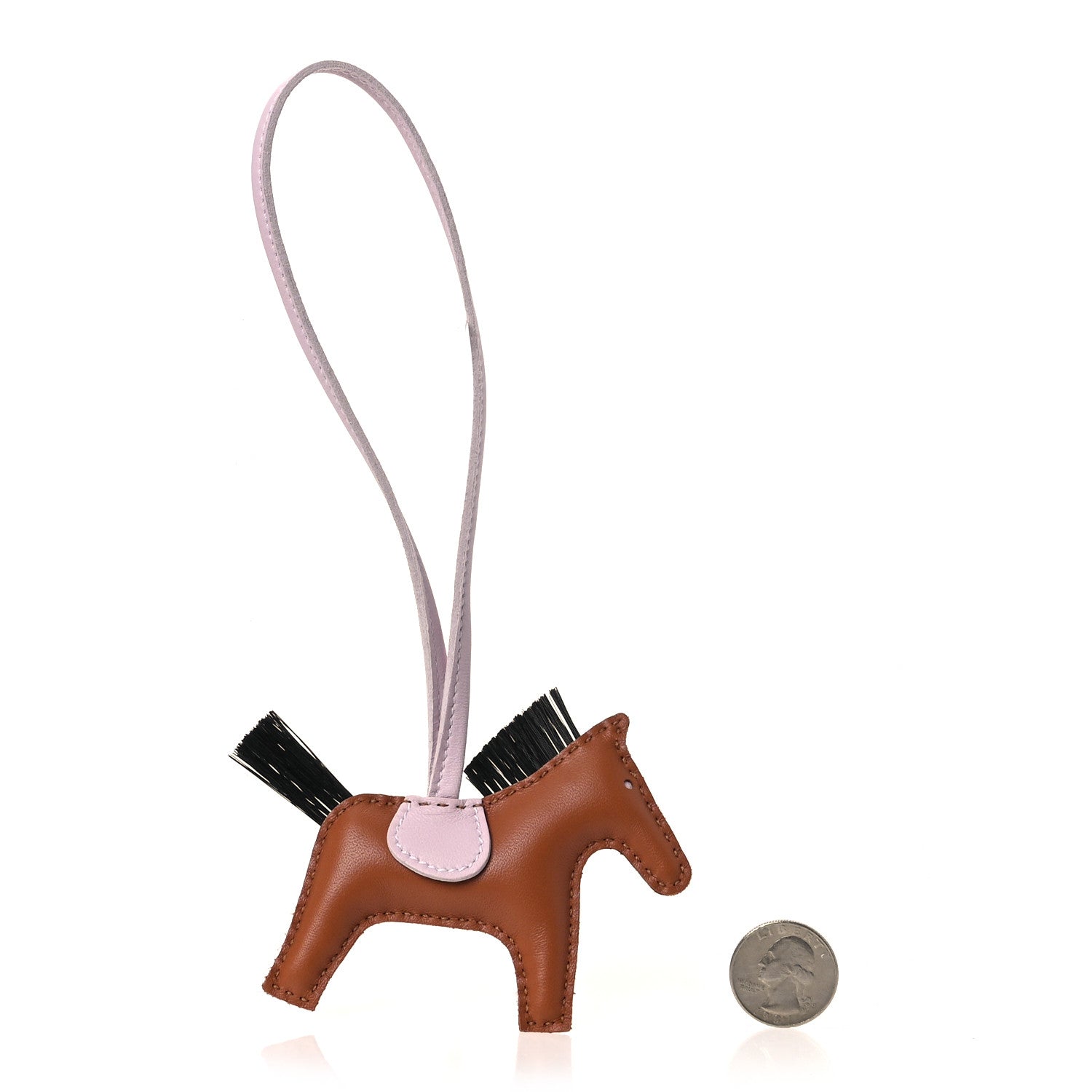 Hermes Milo Lambskin Horse Hair Grigri Rodeo Horse Bag Charm PM Gold Mauve Pale Black 2 of 4
