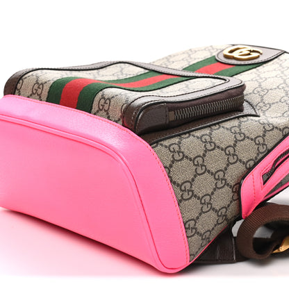 Gucci GG Supreme Monogram Textured Dollar Calfskin Web Small Ophidia Day Backpack Beige Ebony Fluorescent Fuchsia 11 of 11