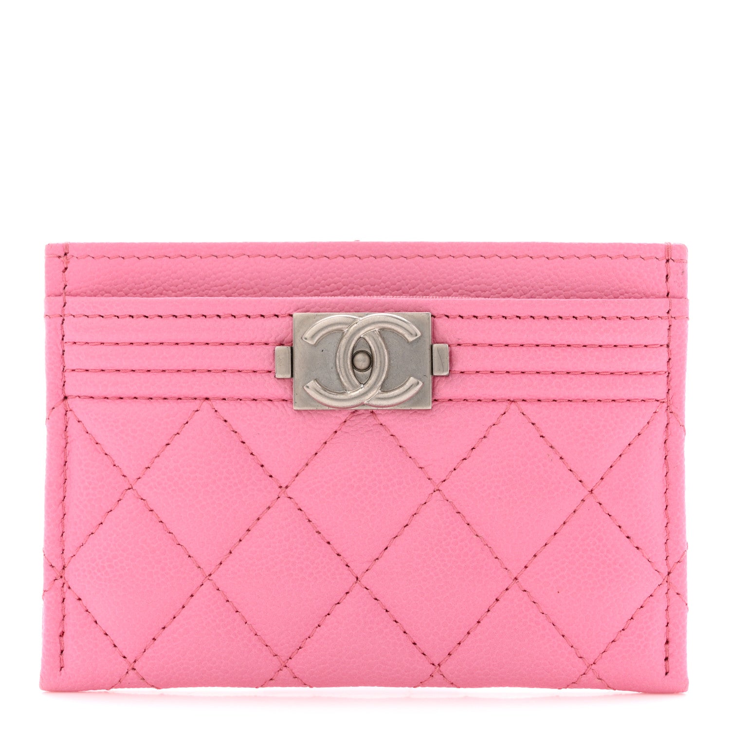Chanel Caviar Quilted Boy Card Holder Pink 1 of 8