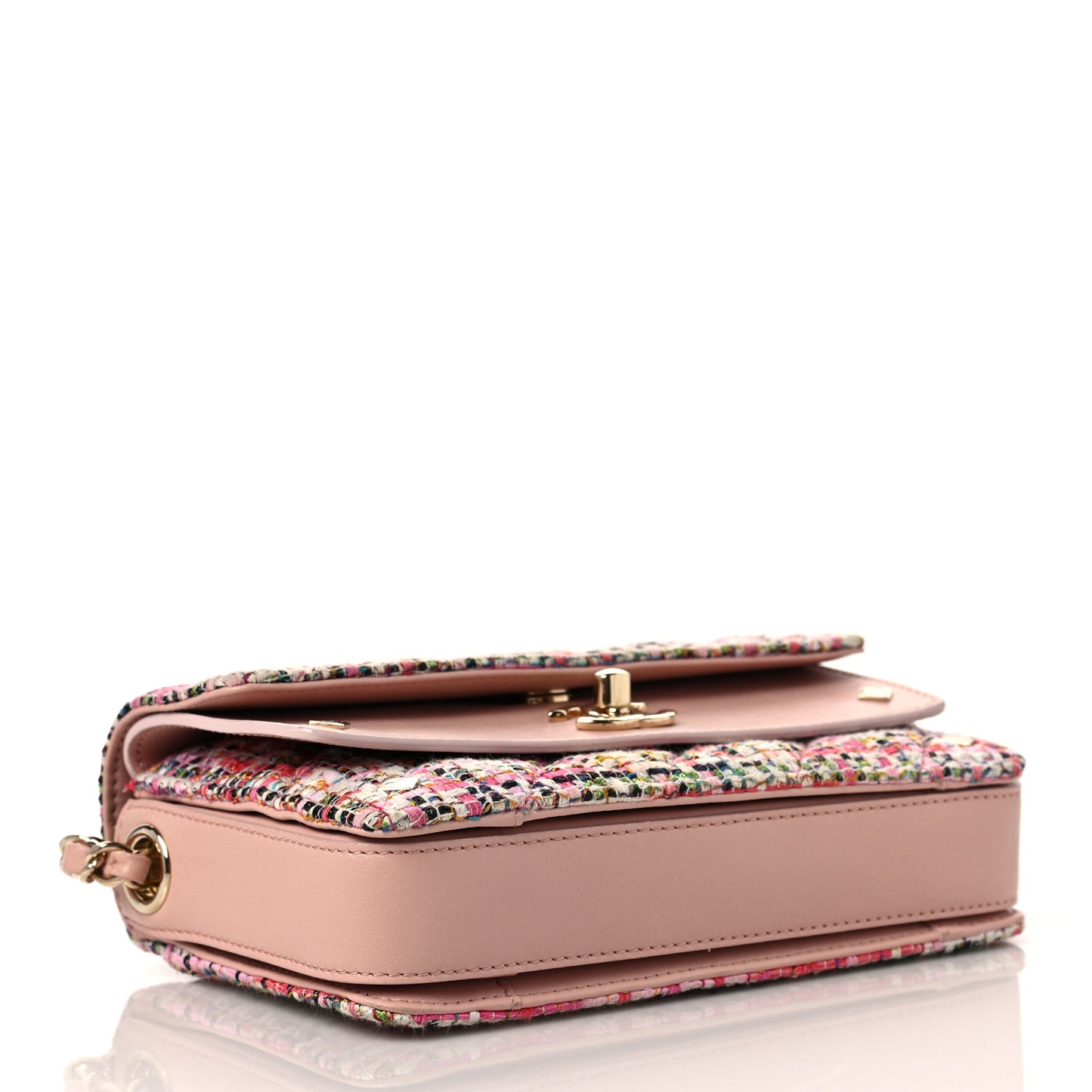 Tweed Calfskin Quilted CC Box Flap Pink Multicolor