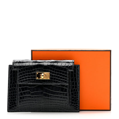 Hermes Shiny Alligator Kelly Pocket Compact Wallet Bleu Baltique 8 of 8