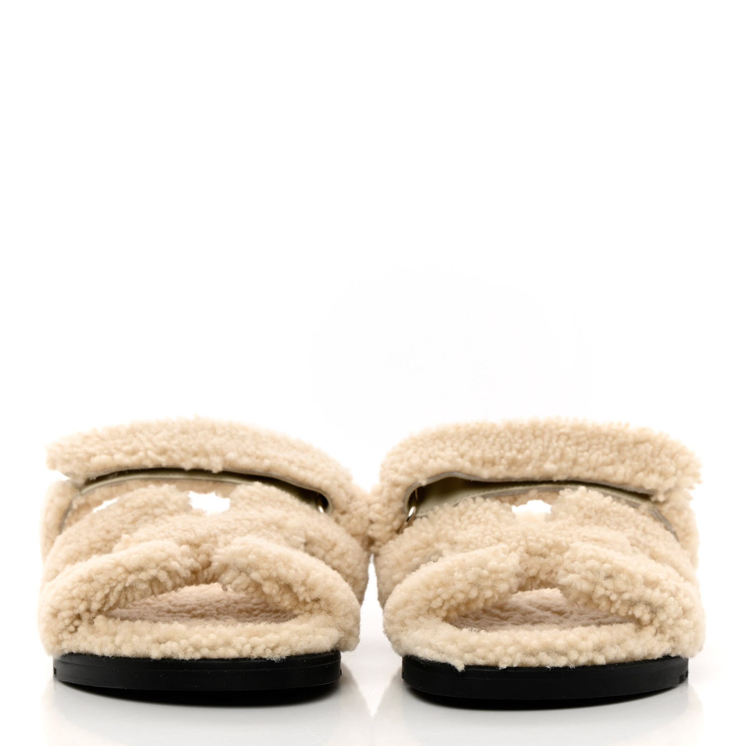 Hermes Woolskin Womens Chypre Sandals 39 Ecru 2 of 10