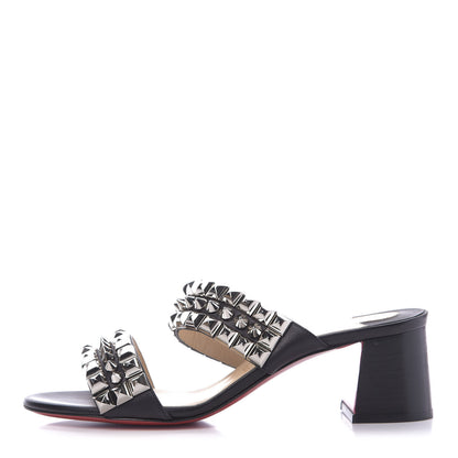 Christian Louboutin Calfskin Studded Tina Goes Mad 55 Slide Sandals 39 Black 1 of 10