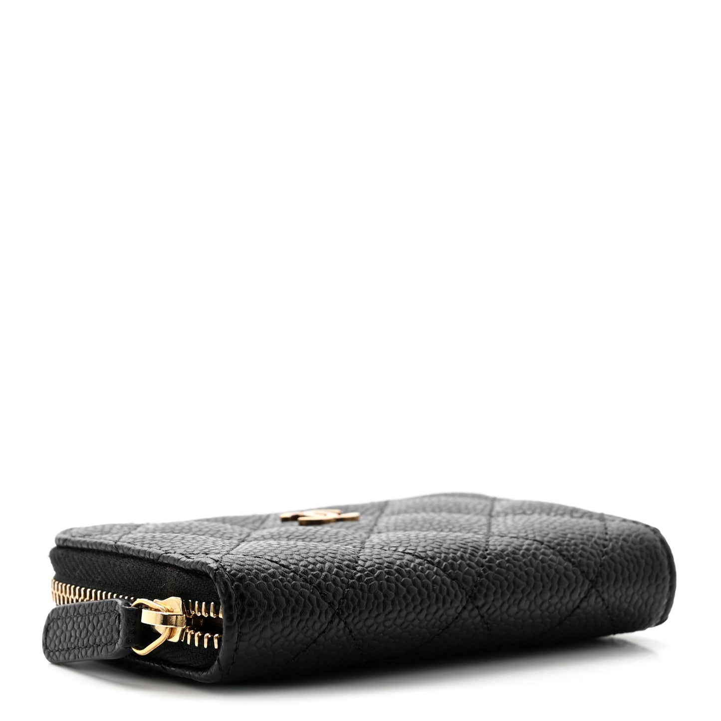Caviar Quilted Zip Coin Purse Black