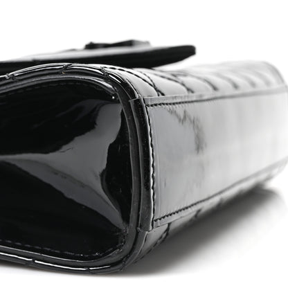 Saint Laurent Patent Mixed Matelasse Triquilt Small Monogram Satchel Black 9 of 11