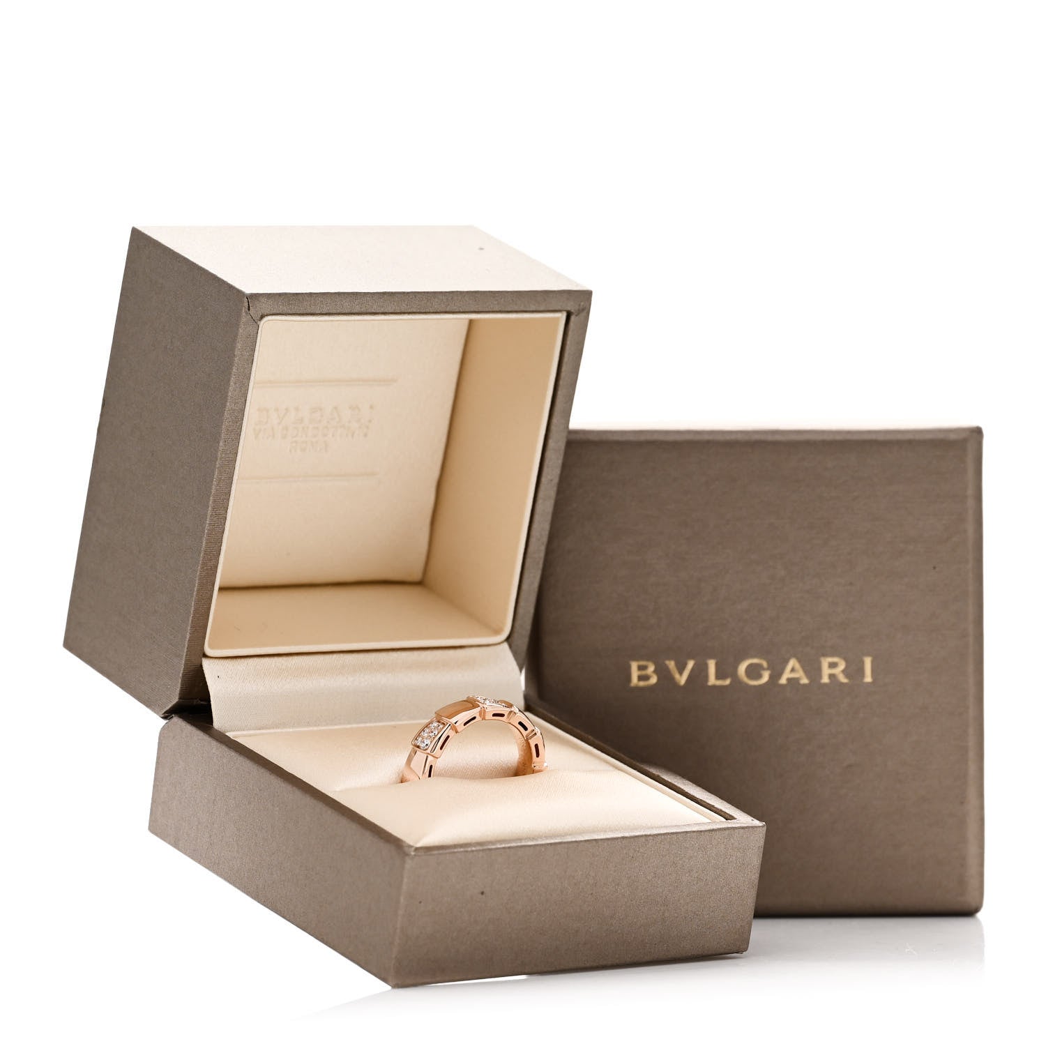 Bulgari 18K Rose Gold Diamond 6mm Serpenti Viper Band Ring 52 6 6 of 6