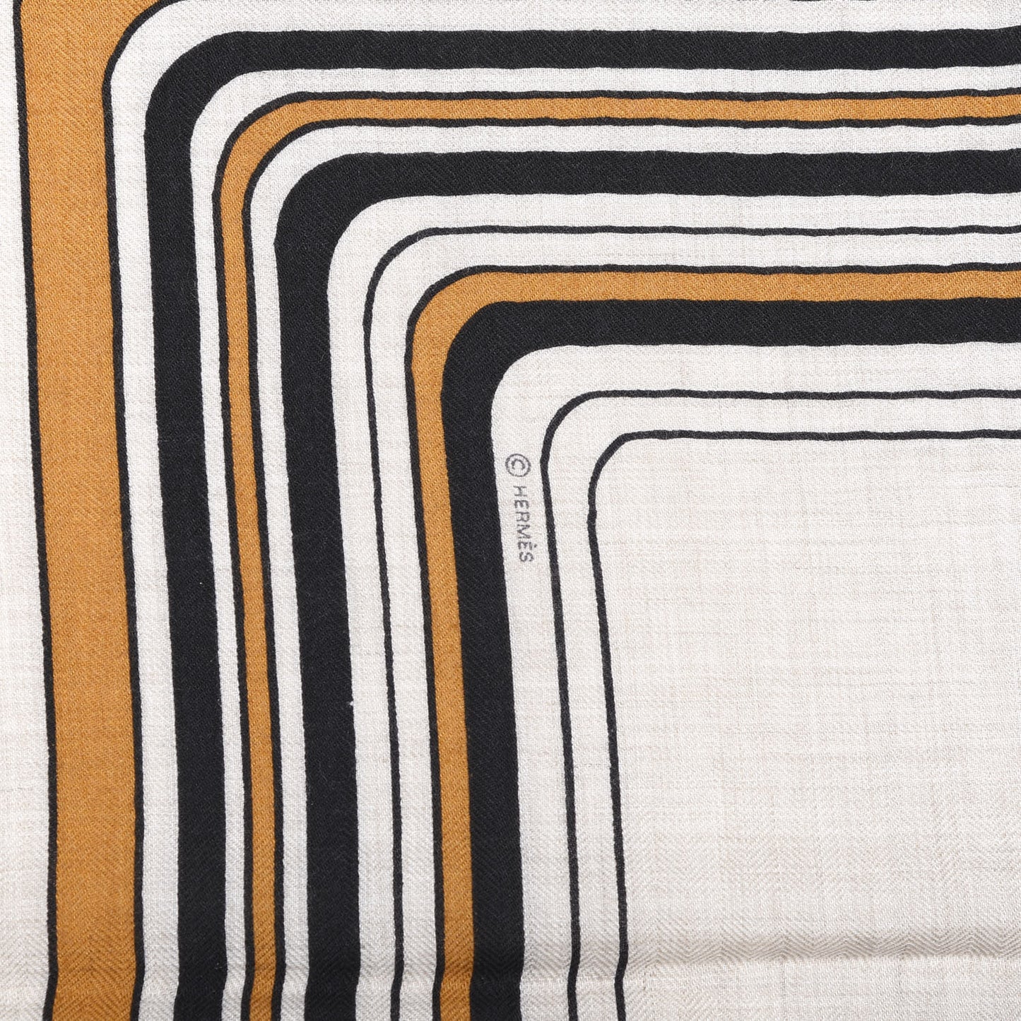 Cashmere Silk Pegase Paysage Shawl 140 Naturel Caramel Black