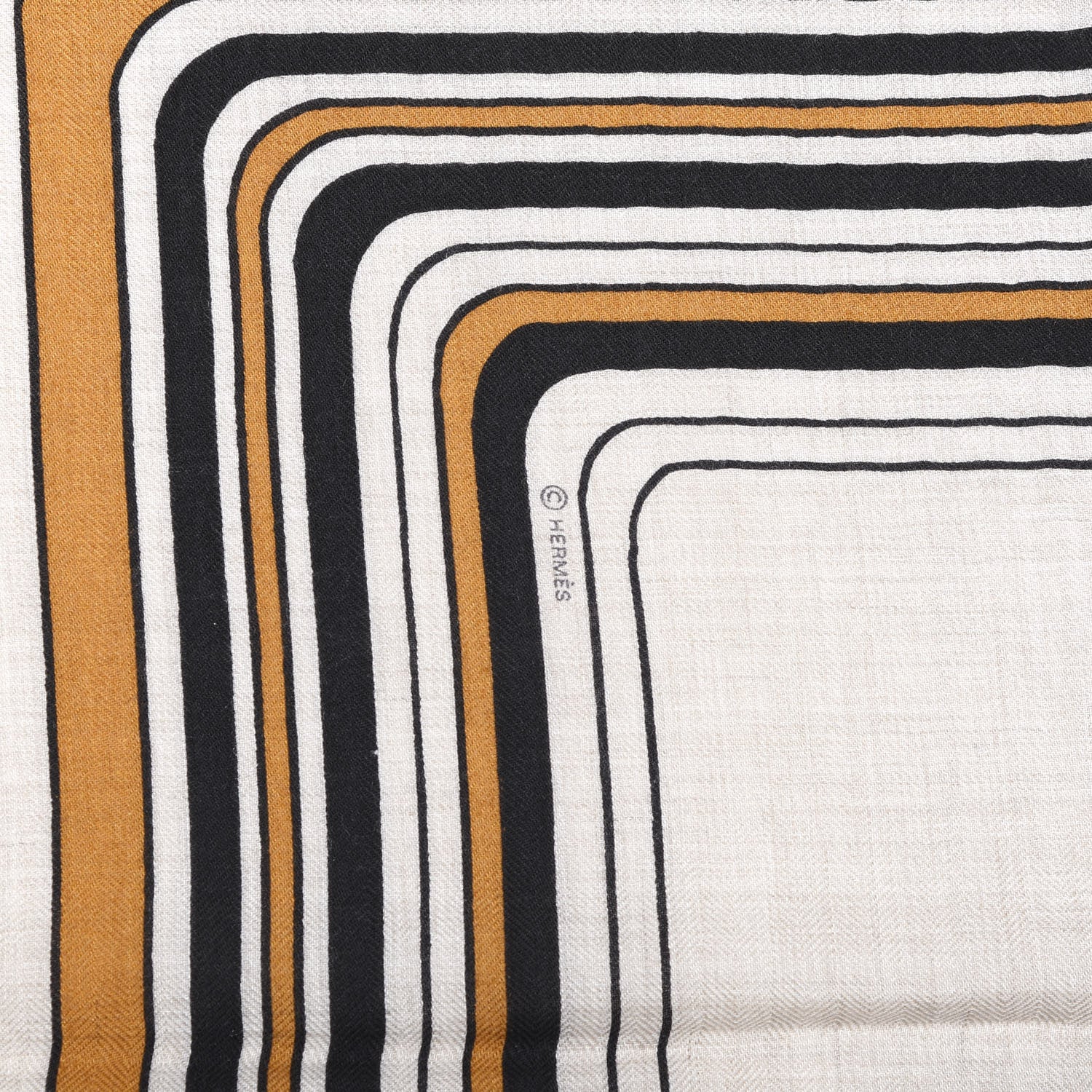 Hermes Cashmere Silk Pegase Paysage Shawl 140 Naturel Caramel Black 4 of 6