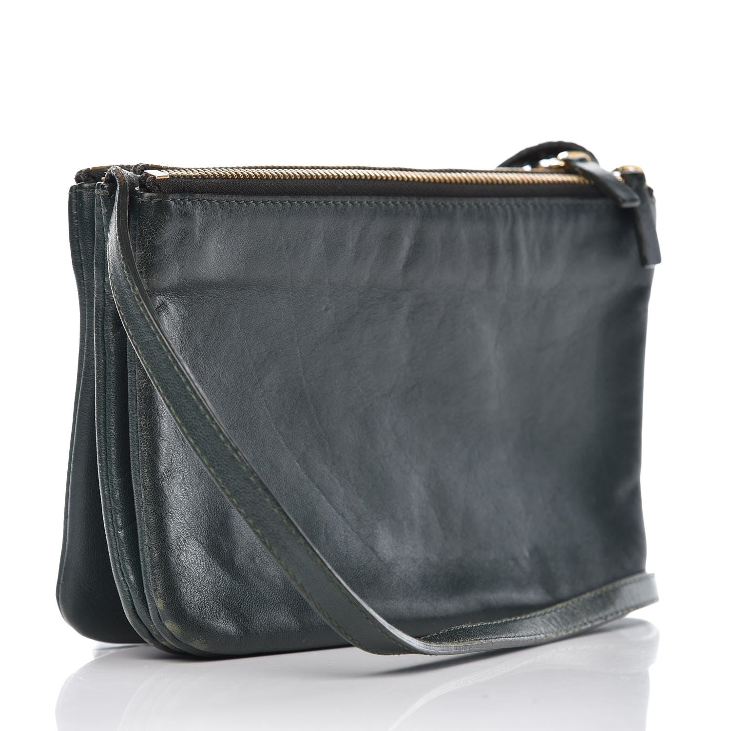 Celine Lambskin Small Trio Crossbody Bag Dark Green 5 of 42
