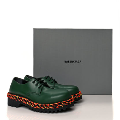 Balenciaga Calfskin Braided Derby Loafers 41 Green 9 of 9