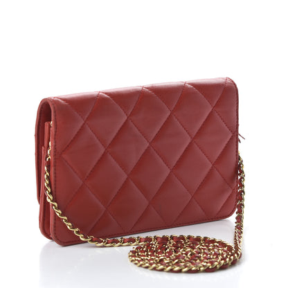 Chanel Lambskin Quilted Golden Class Wallet on Chain WOC Red 3 of 13