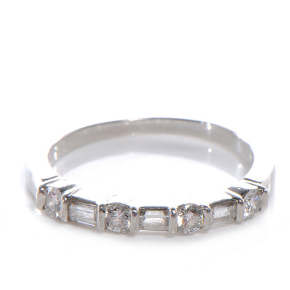 Tiffany Platinum Diamond Round and Baguette Band Ring 5 1 of 5