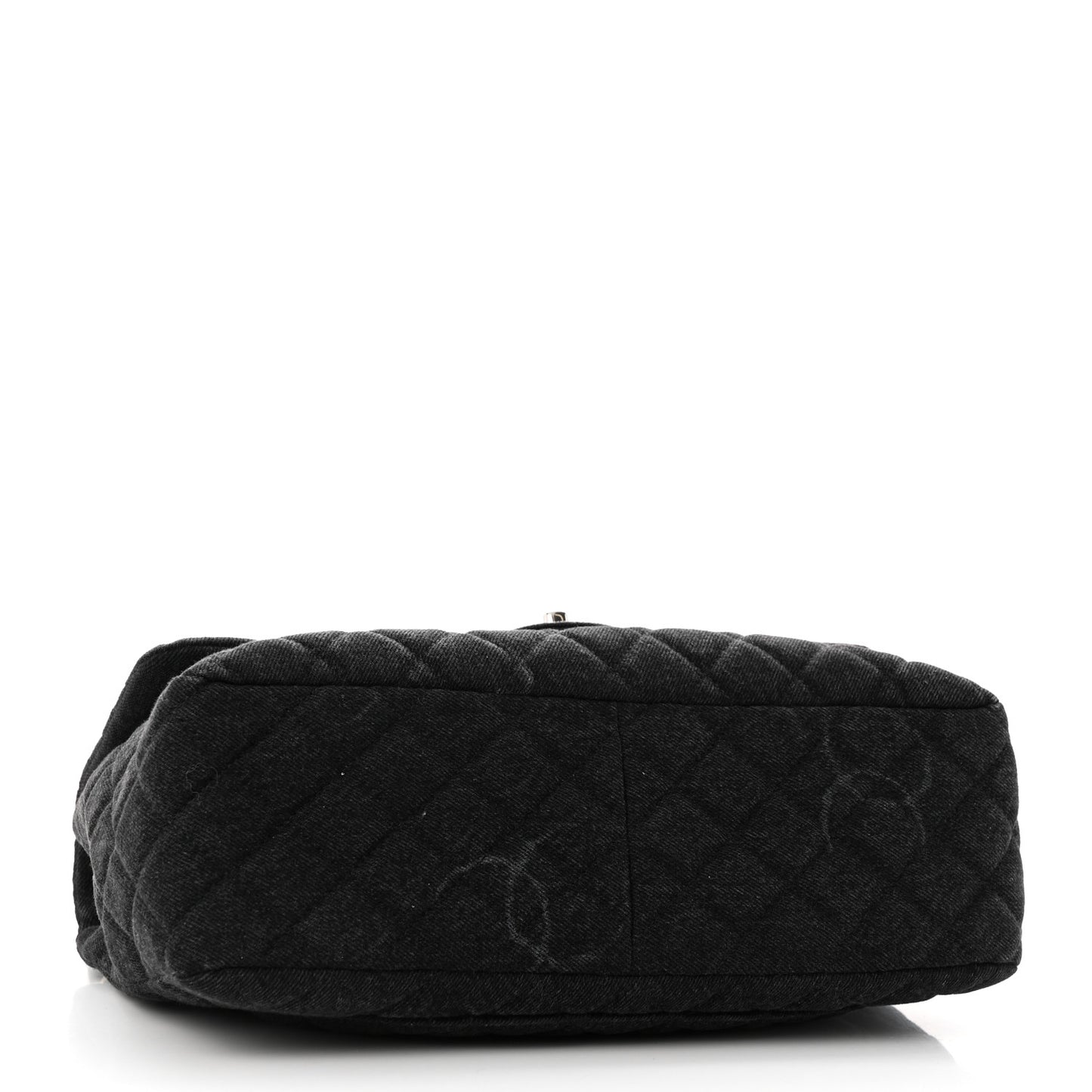 Denim Quilted CC Print Jumbo Single Flap Black