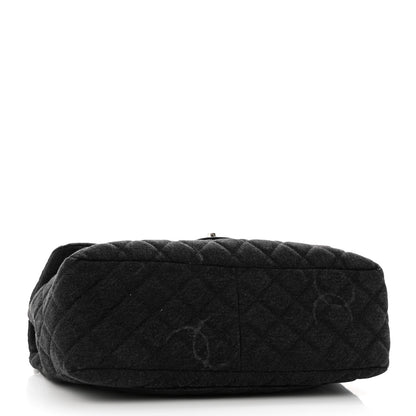 Chanel Denim Quilted CC Print Jumbo Single Flap Black 4 of 10