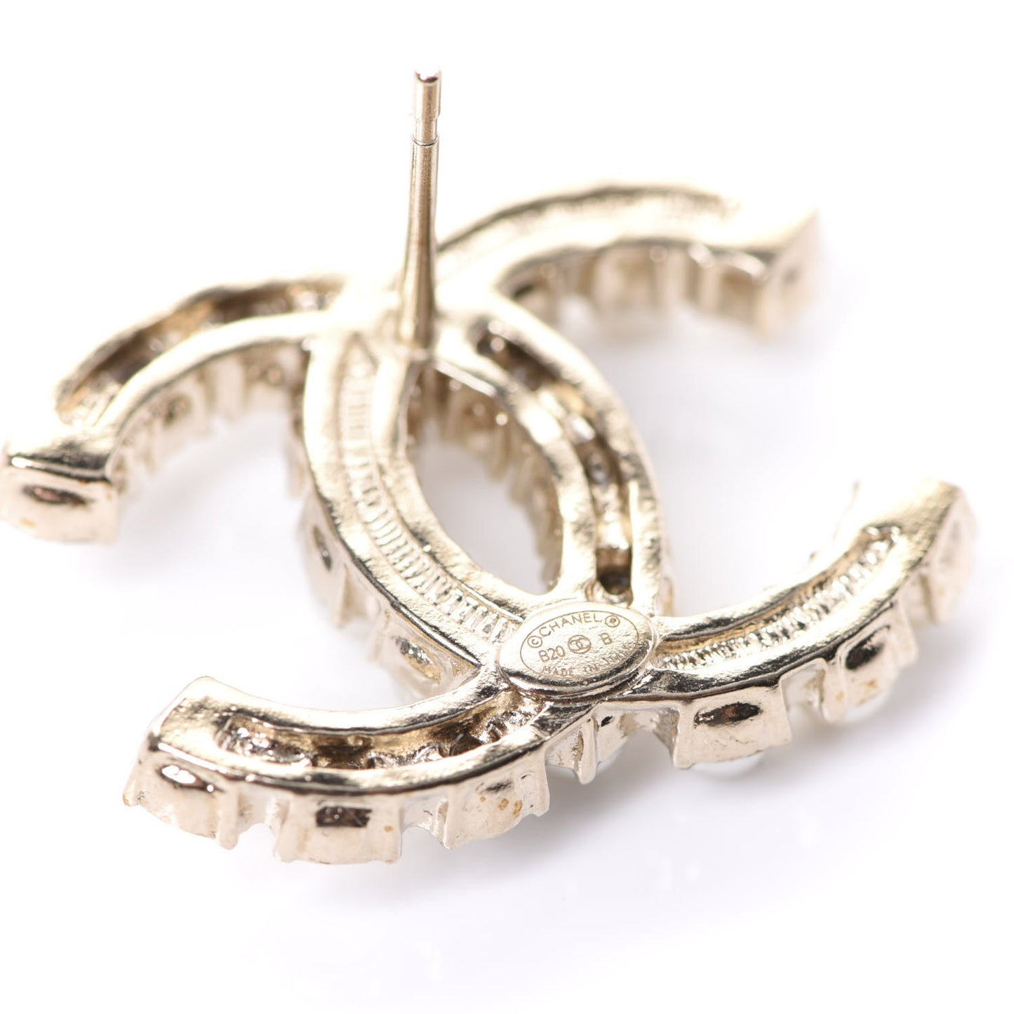Crystal Pearl CC Dazzling Domino Earrings Gold